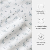 Blue Bouquet Bliss Brushed Cotton Patterned Sheet Set