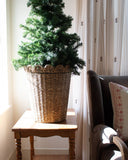 Blue Scalloped Woven Basket