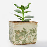 Pequot Stoneware Square Botanical Planter