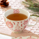 Christmas Pink Bow 14oz Fine Porcelain Latte Mug