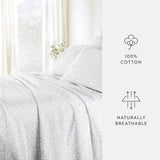 Rustic Jacobean Cotton Patterned Sheet Set in Light Blue