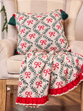 Holiday Bow Trellis Tassel Throw Pillow