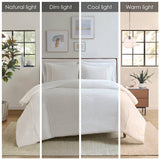 Striped Seersucker Ivory Comforter Set