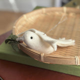 Handcrafted Felt Dove With Olive Twig Ornament