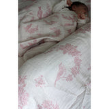 Little Pink Bird Muslin Organic Cotton Blanket