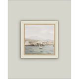 Sailboat Landscape Framed Antique Art: 9x9