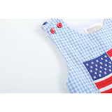 Blue Gingham American Flag Pocket Shortalls