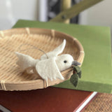 Handcrafted Felt Dove With Olive Twig Ornament