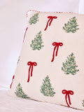 Embroidered Boucé Christmas Bows Throw Pillow