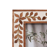 Handcrafted Wood 4x6" Etched Leaf Inlay Frame