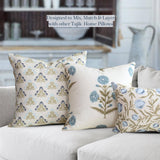 Flora Blue Zinnia Block Print Pillow