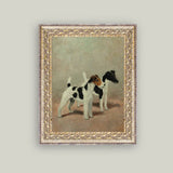 Two Fox Terriers Framed Antique Art: 8x10