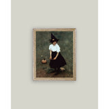 Little Witch Framed Antique Art: 5x7
