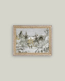 Snowy Stroll Framed Antique Art 10x8