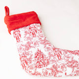 Classic Red Toile Nutcracker Quilted Stocking