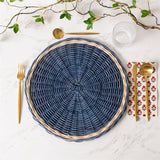 Blue Rattan Chargers (Set of 4)