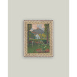 Cottage under the Castle Framed Antique Art: 5x7