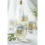 Patina Vie Golden Ikat 18K Gold Stemless Wine Glasses (Set of 2)