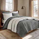 Velvet Stitch Quilt Set: Chambray