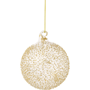 Gold Glitter Sand Textured Clear Glass Ornament