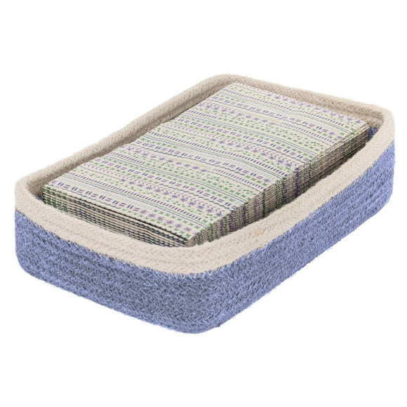 Sky Blue Jute Guest Towel Napkin Caddy