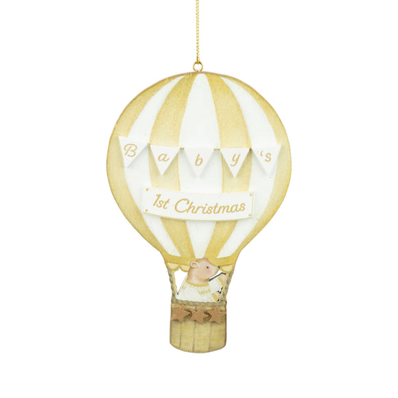 Wood Baby's First Christmas Hot Air Balloon Bear