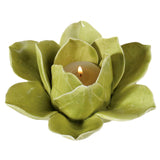 Leafy Green Lotus Ceramic Tea Light Holder