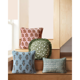 Block Print Velvet Mughal Flower Pillow