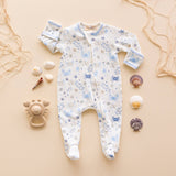 Crabby Cove Zip Footie in Blue