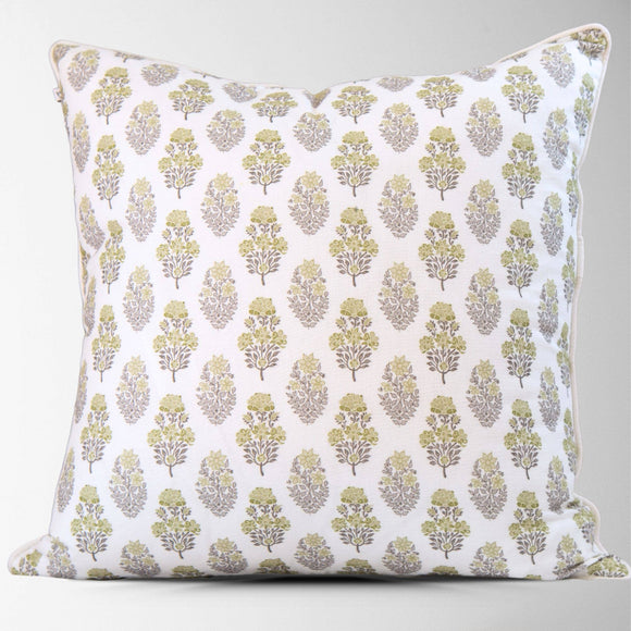 Vivienne Mughal Flower Pillow in Sage