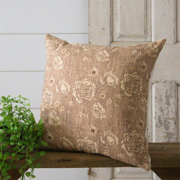 Sepia Floral Pattern Throw Pillow