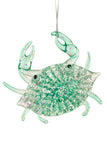 Sparkle Teal Glass Crab Ornament