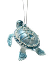 Handcrafted Blown Glass Blue Turtle Ornament