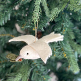 Handcrafted Felt Dove With Olive Twig Ornament