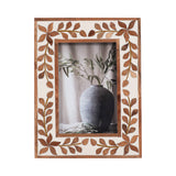 Handcrafted Wood 4x6" Etched Leaf Inlay Frame