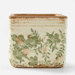 Pequot Stoneware Square Botanical Planter