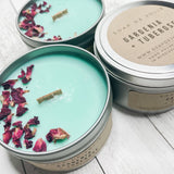 Hand-poured Gardenia Tuberose 8 Oz Soy Wood Wick Candle Tin