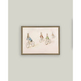 Biking Bunnies Framed Antique Art: 16x12