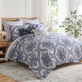 Lentana Navy Quilt Set: Blue / King/Cal King