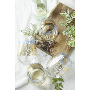 Patina Vie Golden Ikat 18K Gold Stemless Wine Glasses (Set of 2)