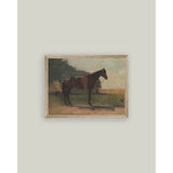 Saddled Horse Framed Antique Art: 10x8