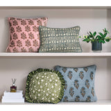 Block Print Velvet Mughal Flower Pillow