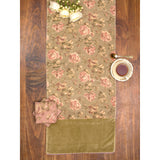 Vintage Rose Olive Velvet Runner