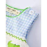 Baby Boys Summer Crocodile Embroidered Smocked Romper