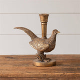 (Set of 2) Gold Tone Pheasant Candle Holder