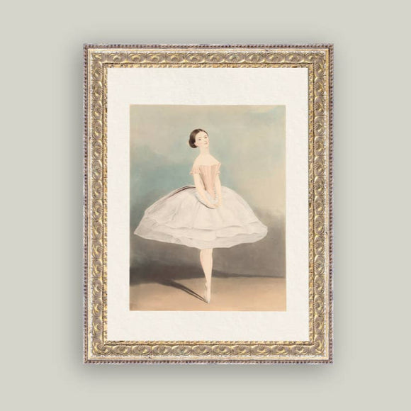 Ballerina Framed Antique Art: 12x16