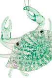 Sparkle Teal Glass Crab Ornament