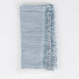 Soft Blue Chambray Fringe Edge Napkins (Set of 4)