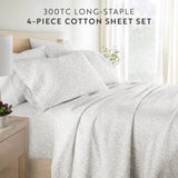 Calla Cotton Sateen Printed Sheet Set in Eucalyptus (300 Thread Count)