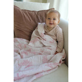 Little Pink Bird Muslin Organic Cotton Blanket